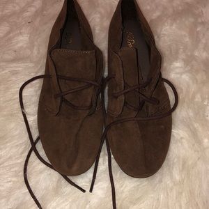 Brown suede lace up shoes